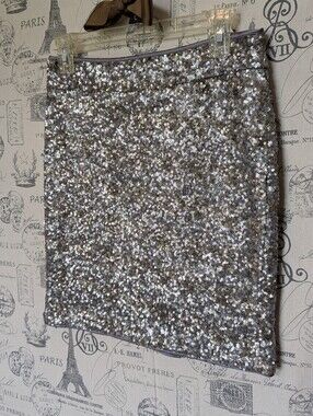 Cache Silver Sequin Mini Skirt Size 4
